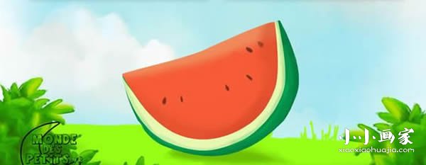 一片带籽西瓜的简笔画画法图片步骤步骤1