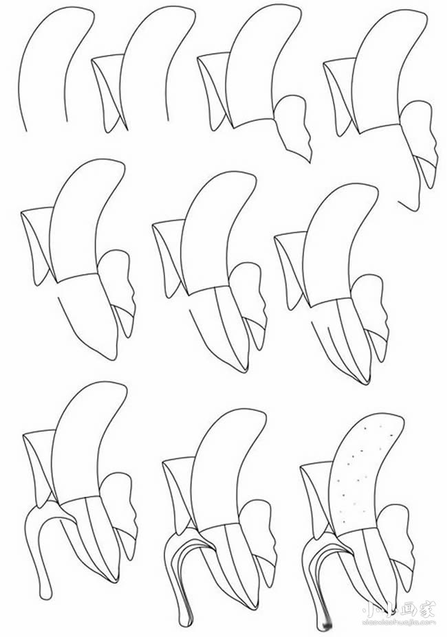 绘本故事剥皮的香蕉简笔画画法图片步骤