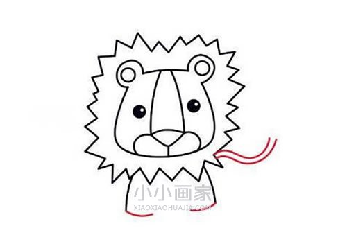 帅气卡通狮子简笔画画法图片步骤步骤5