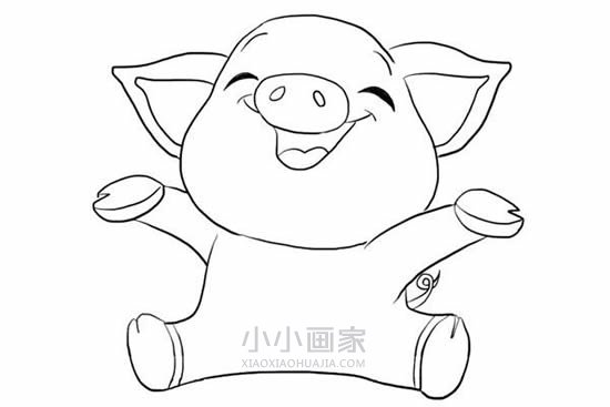 开心小猪简笔画画法图片步骤步骤1