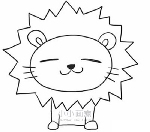 黑白卡通狮子简笔画画法图片步骤步骤6