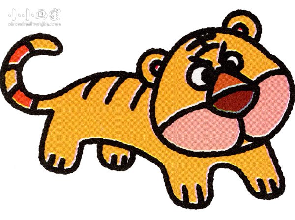 凶猛的彩色小老虎简笔画画法图片步骤步骤1