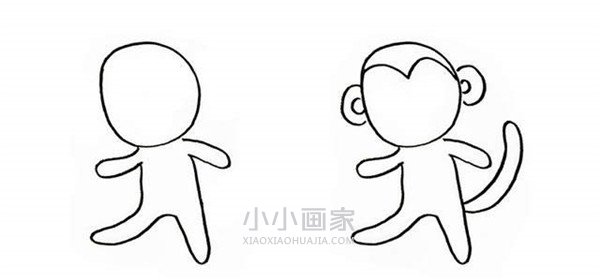 超萌小猴子简笔画画法图片步骤步骤1