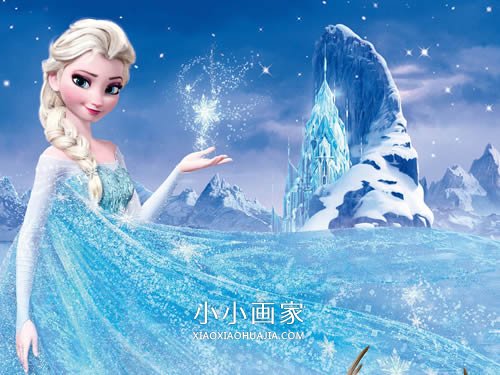彩色艾莎公主简笔画画法图片步骤