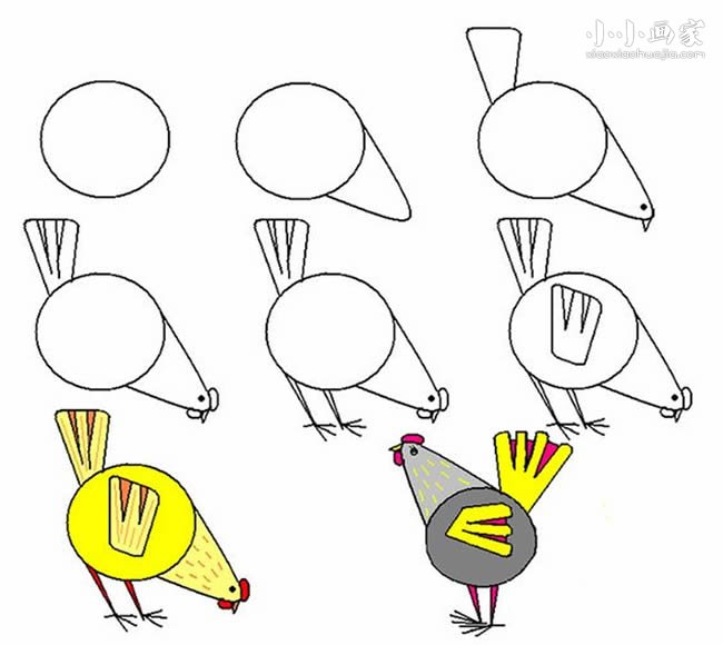 绘本故事找食的母鸡简笔画画法图片步骤