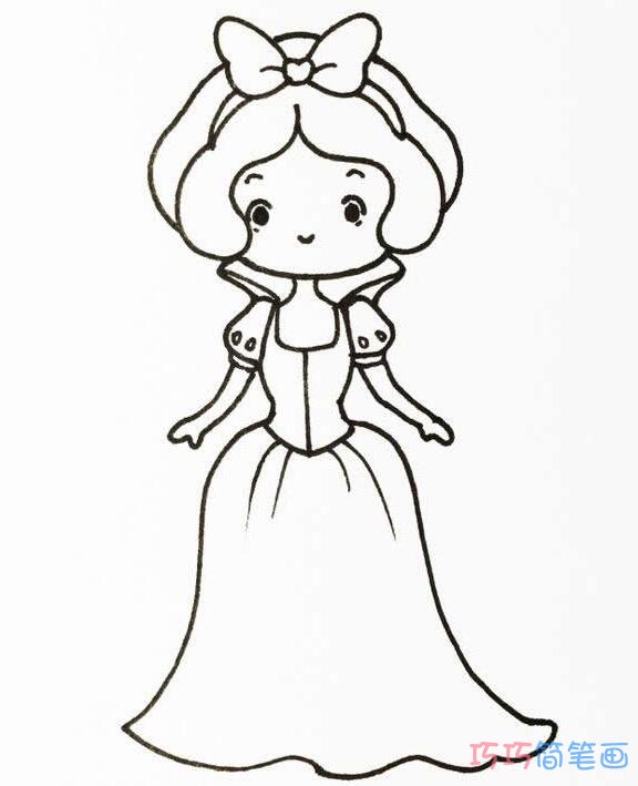 白雪公主的画法步骤图涂颜色_白雪公主简笔画图片步骤1