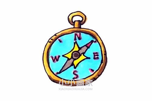 绘本故事彩色指南针简笔画画法图片步骤