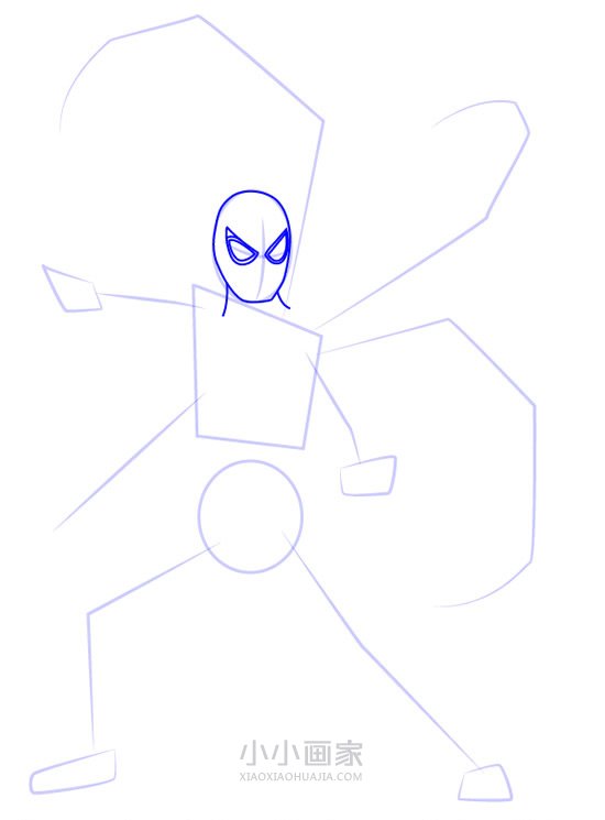 穿着全新战甲的蜘蛛侠简笔画画法图片步骤步骤4