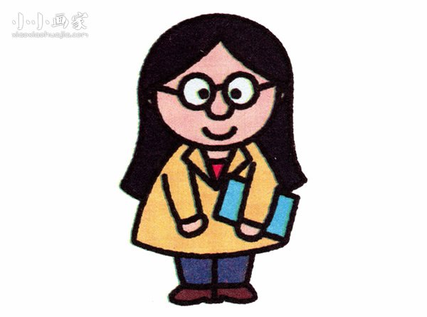 彩色女老师简笔画画法图片步骤步骤1