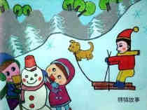 绘本故事冬天一起滑雪场景儿童画作品图片