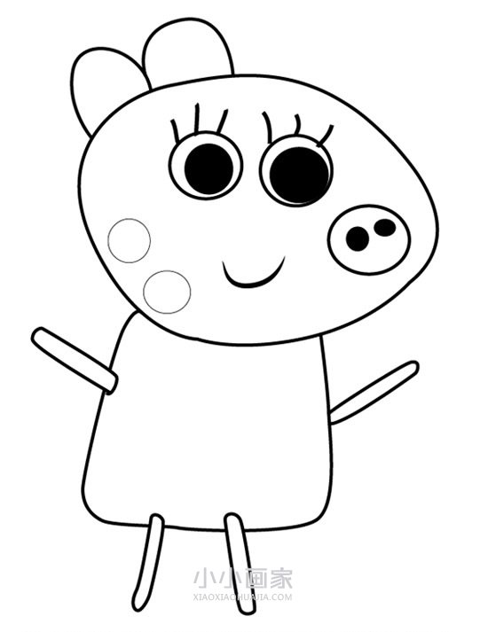 小猪佩奇小马帕蒂简笔画画法图片步骤步骤1