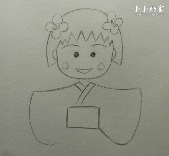 彩色樱桃小丸子简笔画画法图片步骤步骤6