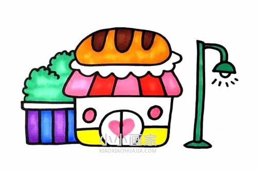 绘本故事可爱面包店简笔画画法图片步骤