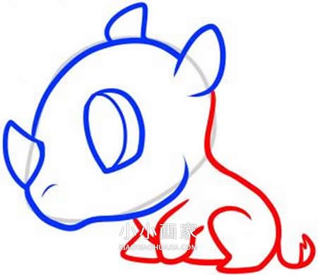 卡通小犀牛简笔画画法图片步骤步骤5
