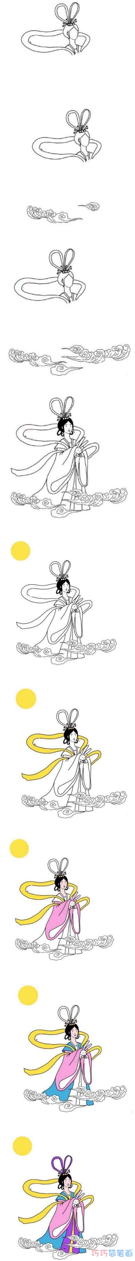 绘本故事教你怎么绘画中秋嫦娥简笔画步骤教程带颜色