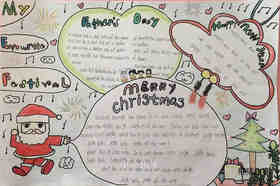 小学生圣诞快乐英文手抄报图片步骤2