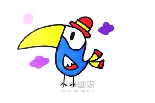 彩色大嘴鸟简笔画画法图片步骤