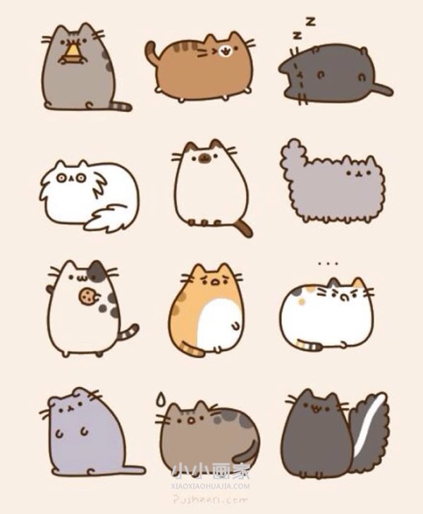 可爱卡通猫咪手账简笔画素材步骤1