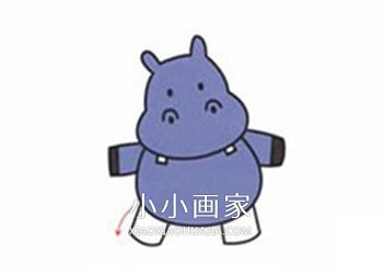 彩色卡通河马简笔画画法图片步骤步骤6