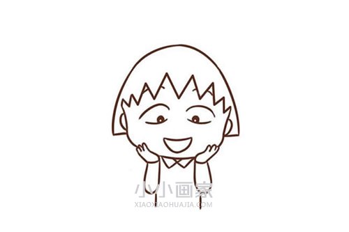 惊喜表情樱桃小丸子简笔画画法图片步骤步骤6