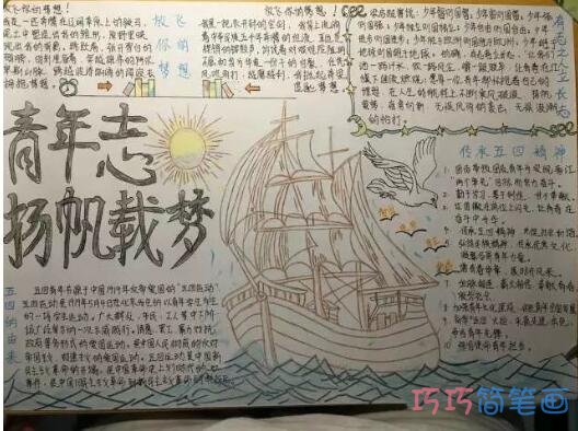 关于五四情怀54青年节的由来手抄报内容图片简单漂亮步骤1