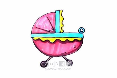 绘本故事彩色婴儿车简笔画画法图片步骤