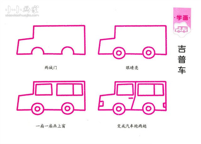 简单吉普车简笔画画法图片步骤
