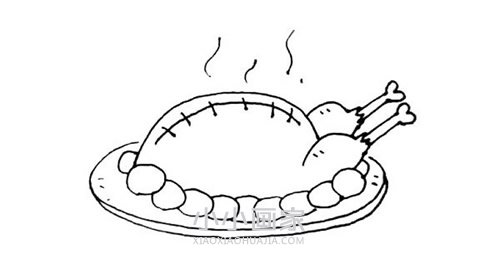 烤好的火鸡简笔画画法图片步骤步骤7