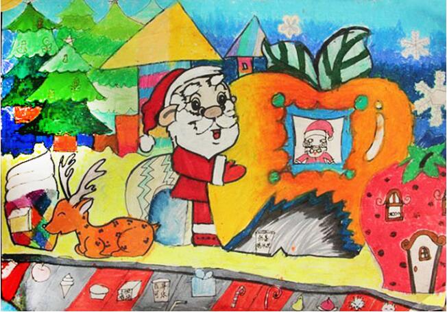 圣诞老人儿童画图片 圣诞节送礼物画画步骤3