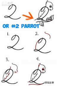 数字2简笔画伤心小鹦鹉的画法图片步骤步骤1