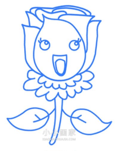 彩色卡通玫瑰花简笔画画法图片步骤步骤6