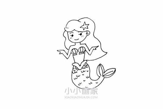 搞笑的美人鱼简笔画画法图片步骤步骤8