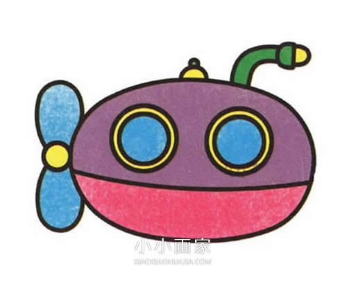 绘本故事彩色潜水艇简笔画画法图片步骤