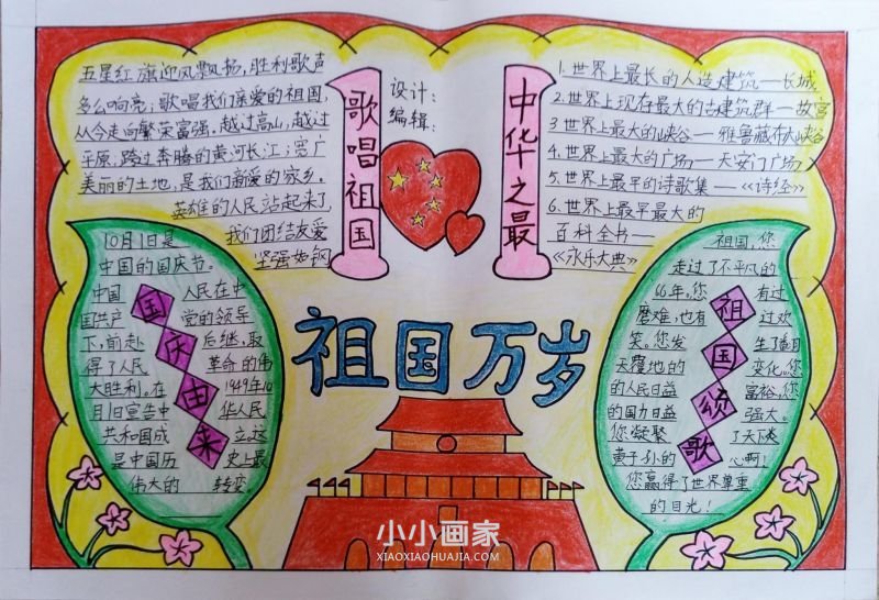 祖国生日快乐手抄报内容小学生步骤2