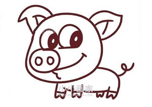 彩色卡通小猪简笔画画法图片步骤步骤6