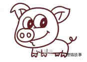 彩色卡通小猪简笔画画法图片步骤步骤6