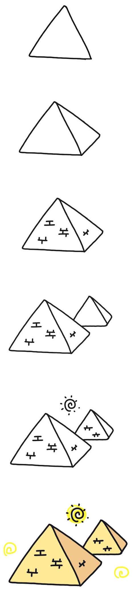 埃及金字塔简笔画怎么画画法步骤教程涂颜色步骤1