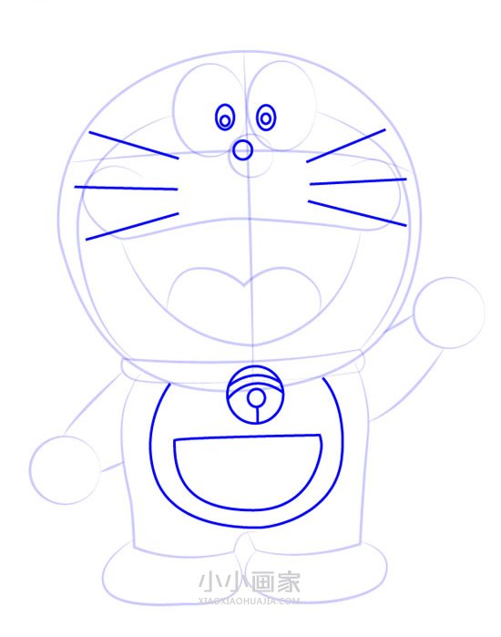 挥手的哆啦A梦简笔画画法图片步骤步骤6