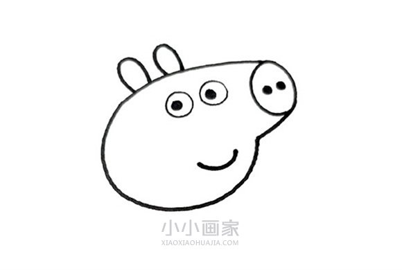 拿气球的小猪佩奇简笔画画法图片步骤步骤3