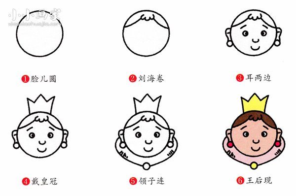 彩色的慈祥王后简笔画画法图片步骤步骤2