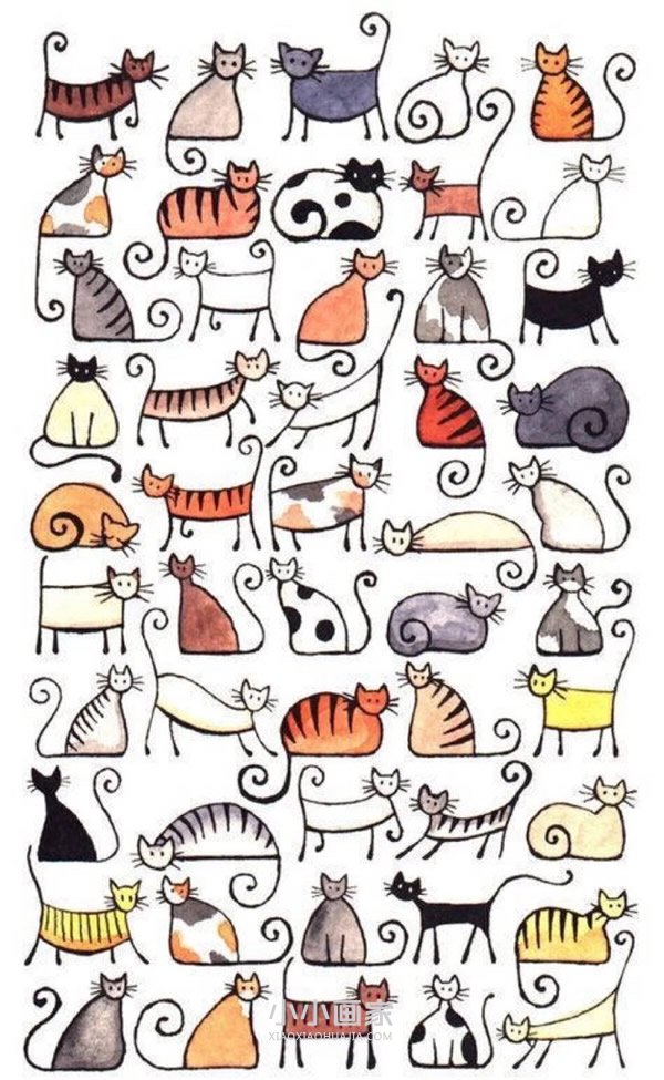 可爱卡通猫咪手账简笔画素材步骤2