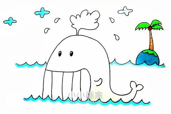绘本故事笑嘻嘻的鲸鱼简笔画画法图片步骤