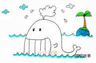 绘本故事笑嘻嘻的鲸鱼简笔画画法图片步骤