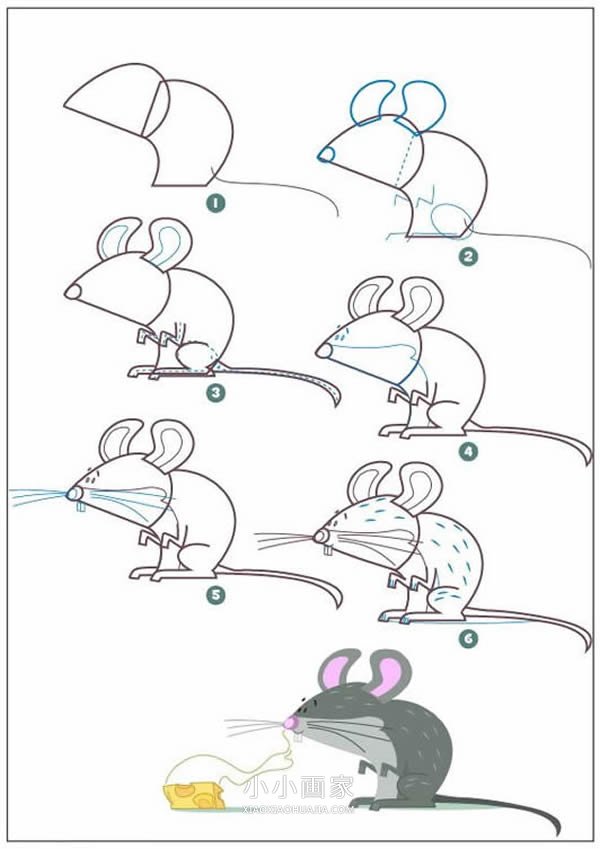 绘本故事偷奶酪的小老鼠简笔画画法图片步骤