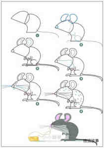 偷奶酪的小老鼠简笔画画法图片步骤步骤1