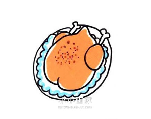 绘本故事彩色烤鸡简笔画画法图片步骤