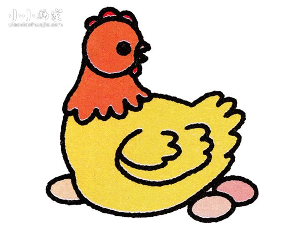 彩色孵蛋的母鸡简笔画画法图片步骤步骤1