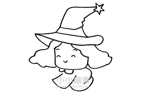 飞行的小魔女简笔画画法图片步骤步骤5