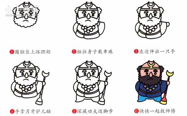 彩色沙僧简笔画画法图片步骤步骤2