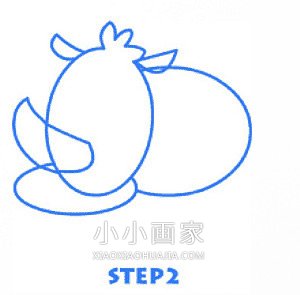 彩色卡通犀牛简笔画画法图片步骤步骤3